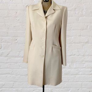 VINTAGE Louben Cream Color Waffle Texture Below Hip Length Pea Coat
